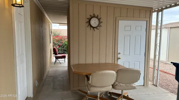 a living room with furniture