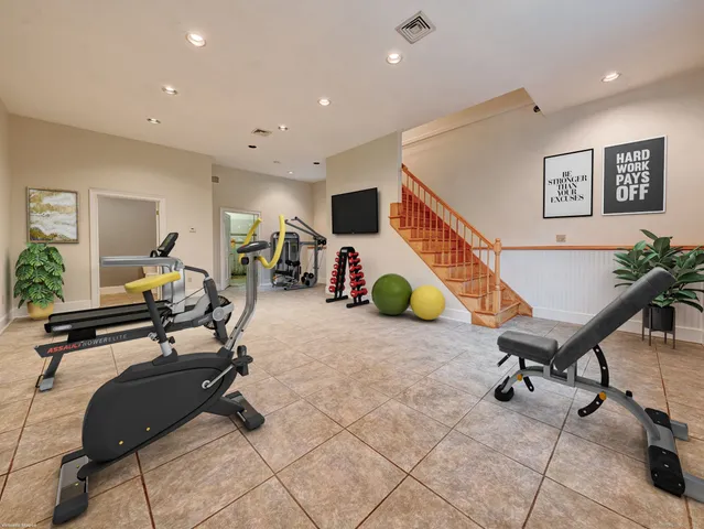 a view of a room with gym equipment