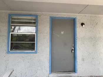 a view of wooden door