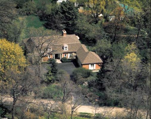 an aerial view of a house