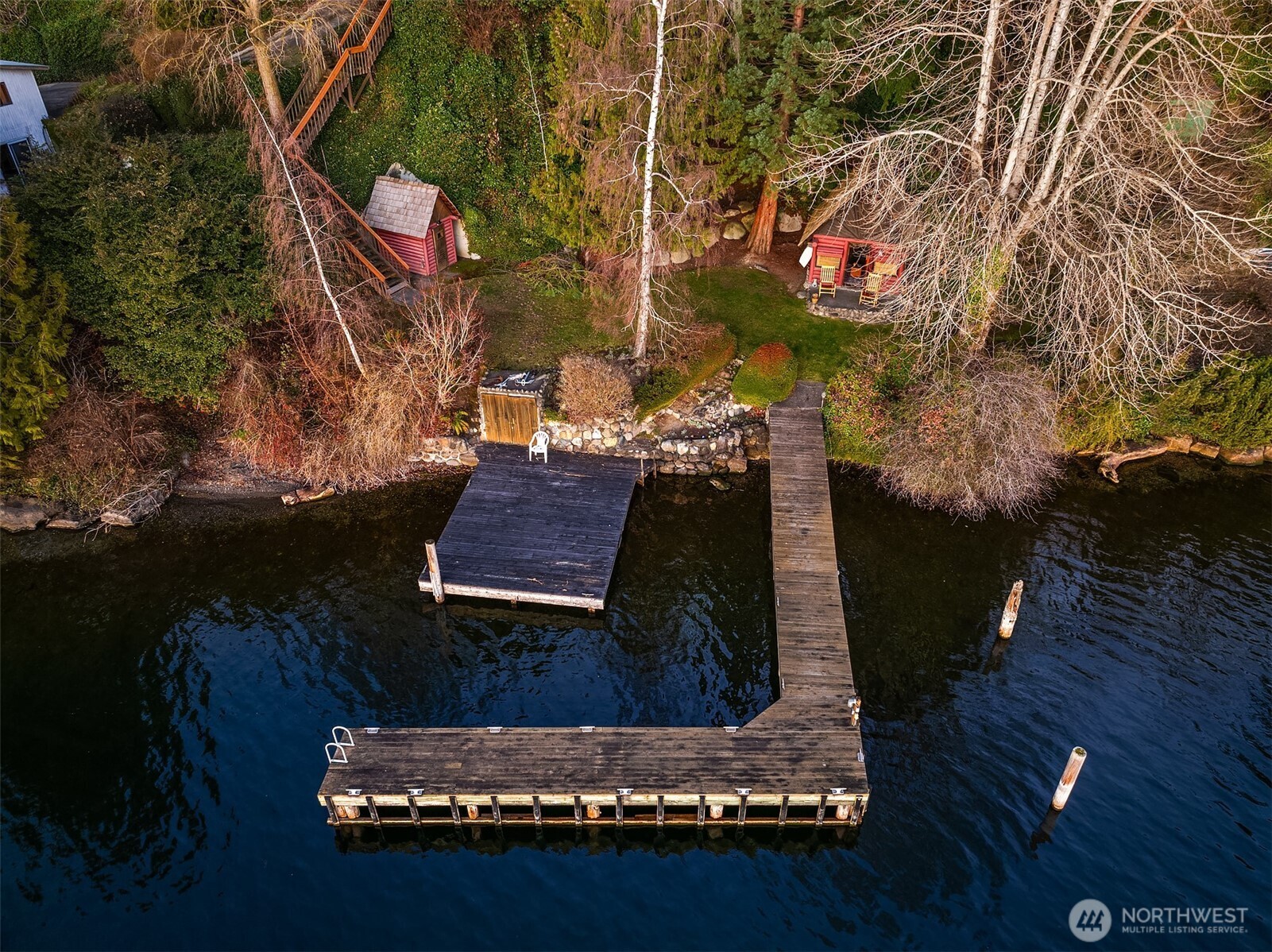 8025 West Mercer Way Mercer Island, WA 98040 - Photo 13 of 36 an aerial view of a house with a yard