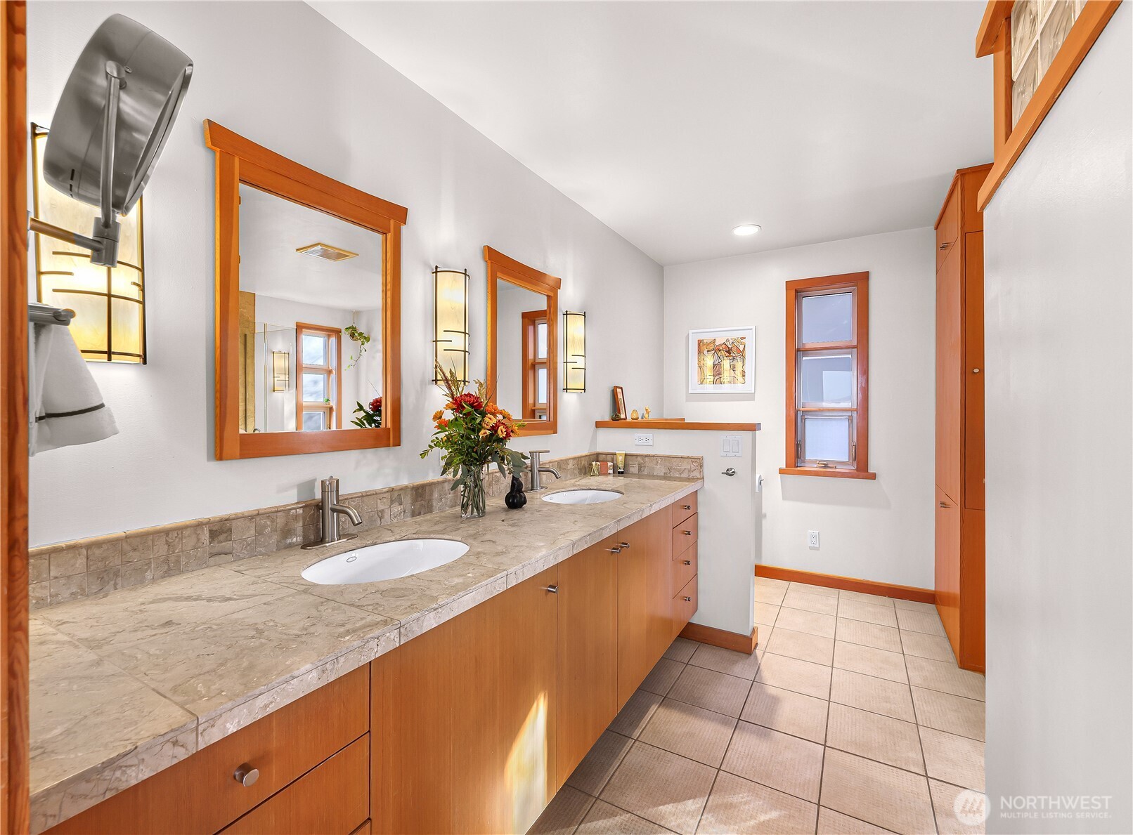 106 North State Street Bellingham, WA 98225 - Photo 15 of 34 a large bathroom with a granite countertop double vanity sink a mirror and a