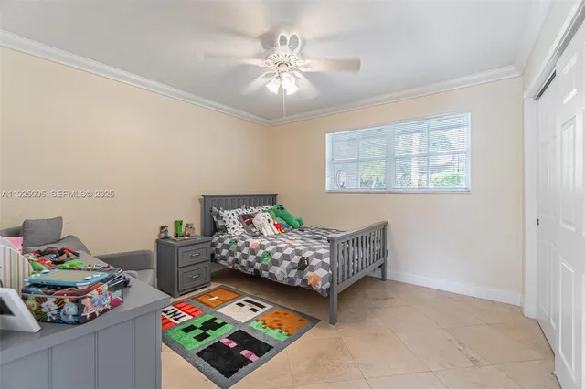 a bedroom with furniture and a bed