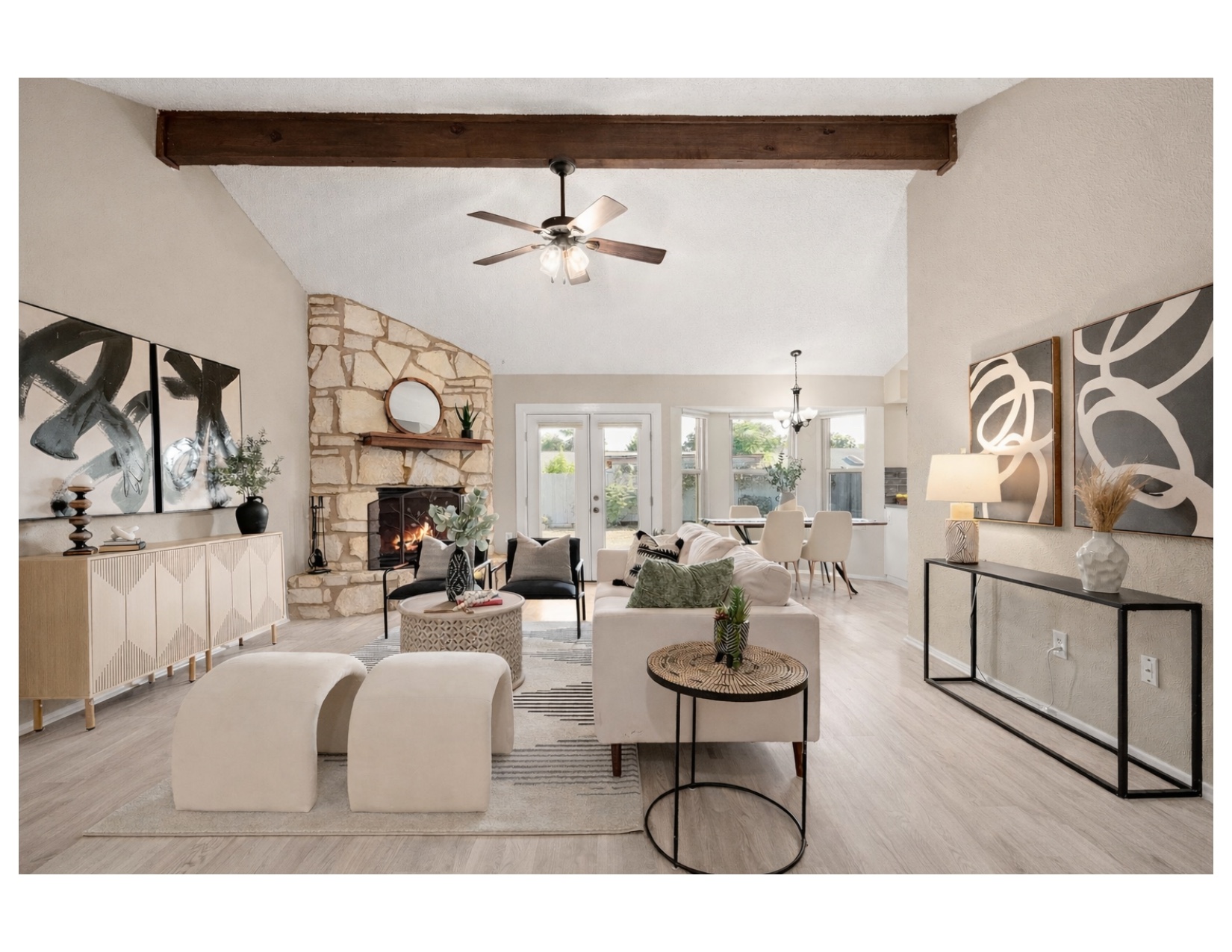 a living room with furniture