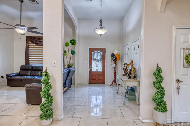a living room with furniture