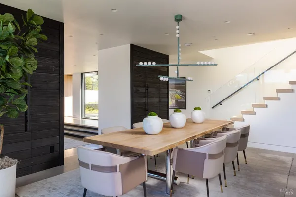 a table and chairs in a room