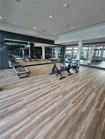 a view of a room with gym equipment