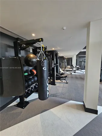 a view of a room with gym equipment