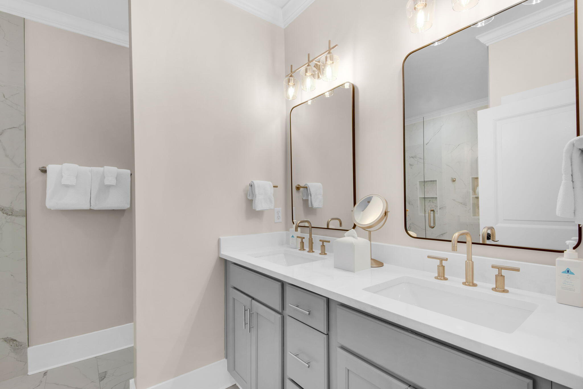 108 Georgetown Avenue, Unit 6301108E Inlet Beach, FL 32461 - Photo 10 of 28 a bathroom with a double vanity sink and a mirror
