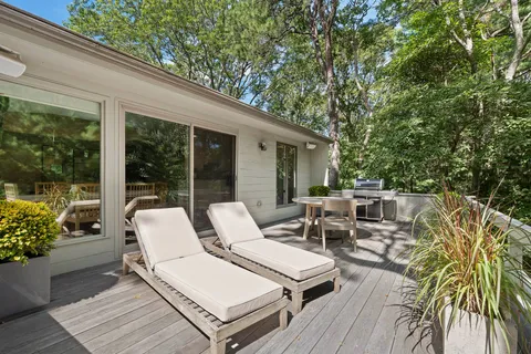 a view of a patio on the roof deck