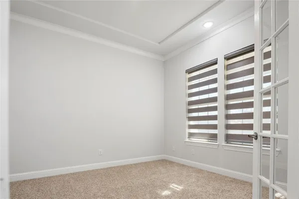 a view of a room with a window