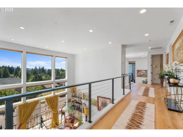 a view of balcony with furniture