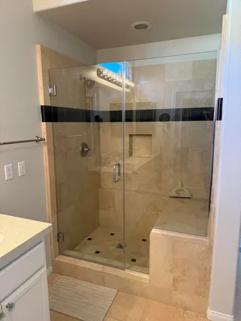 a bathroom with a shower