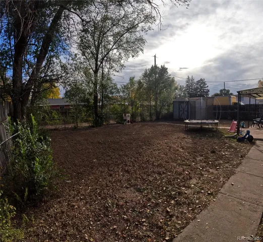 a view of a backyard with trees