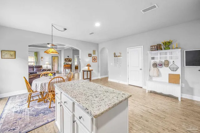 a view of a dining room and livingroom view