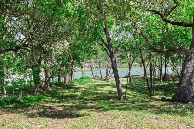 a big yard with lots of green space and trees