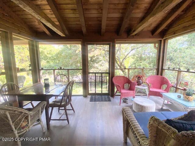 1153 Milford Road Dingmans Ferry, PA 18328 - Photo 20 of 50 a view of a dining room with furniture window and outside view
