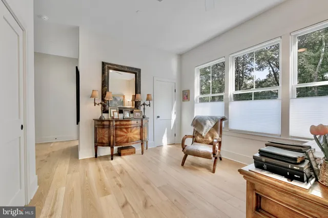 a view of entryway with wooden floor