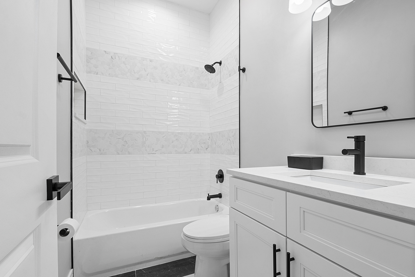 7727 South Roberts Road Bridgeview, IL 60455 - Photo 32 of 36 a bathroom with a sink a toilet and shower