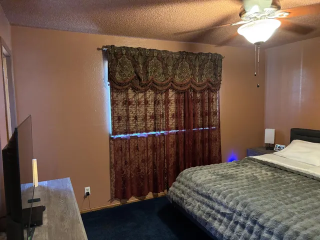 a view of a room with a window