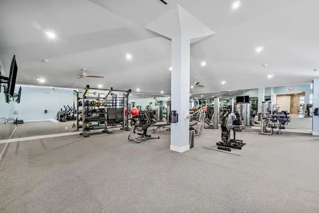 a view of a room with gym equipment