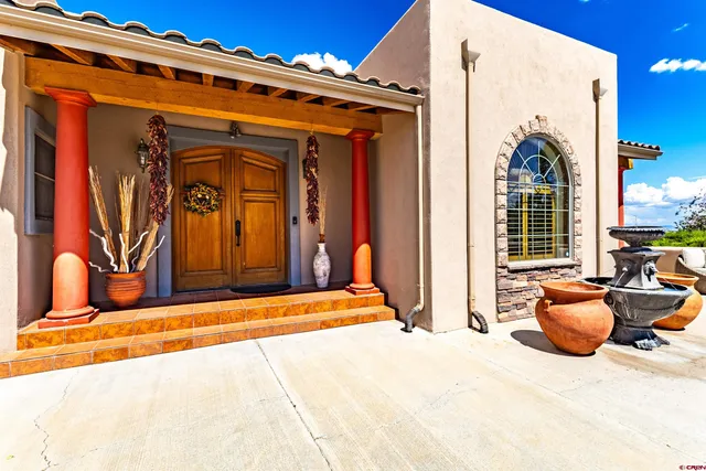 a outdoor space of blue painted house