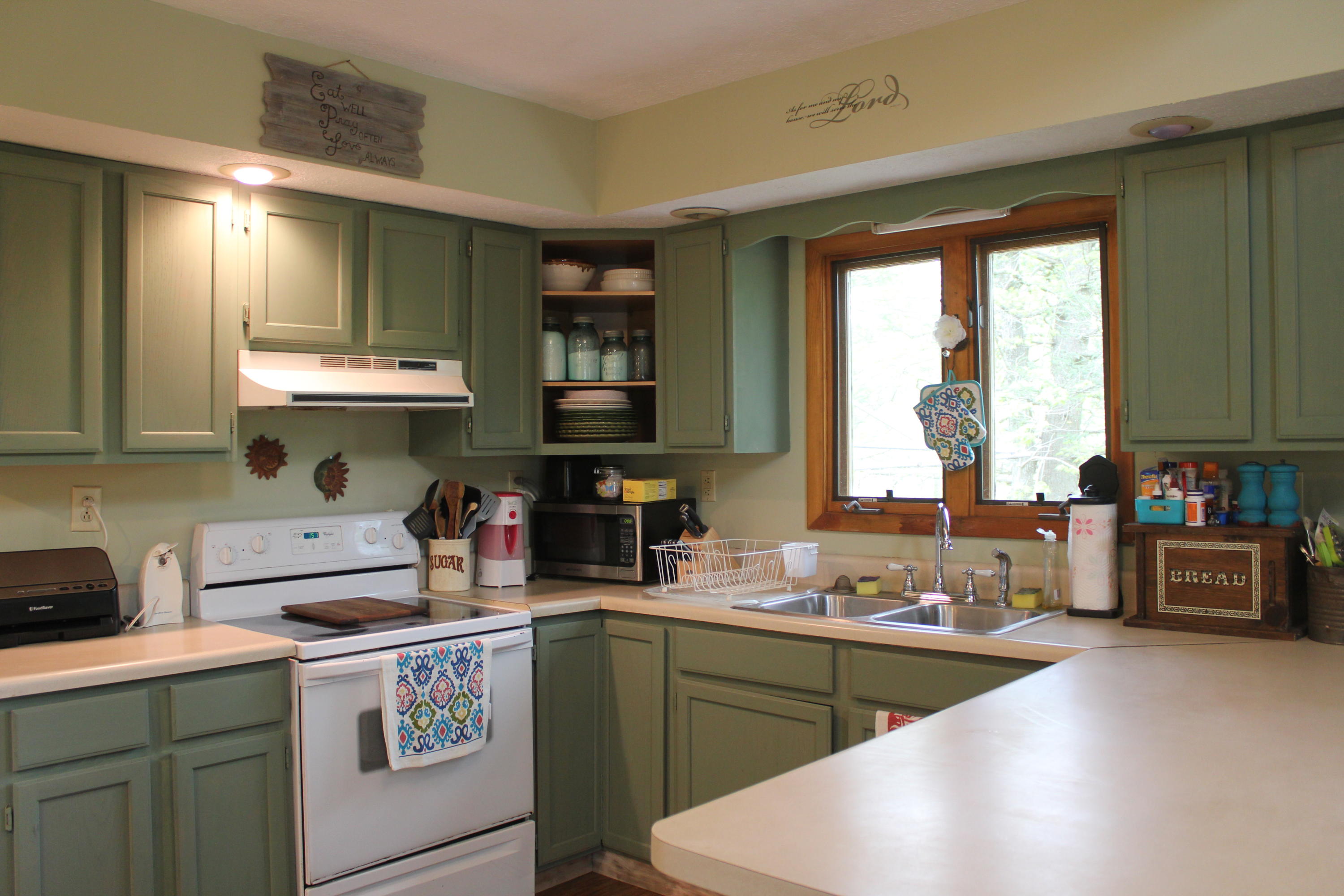 108 Slusher Store Road Northeast Floyd, VA 24091 - Photo 2 of 21 a kitchen with a stove a sink and a microwave