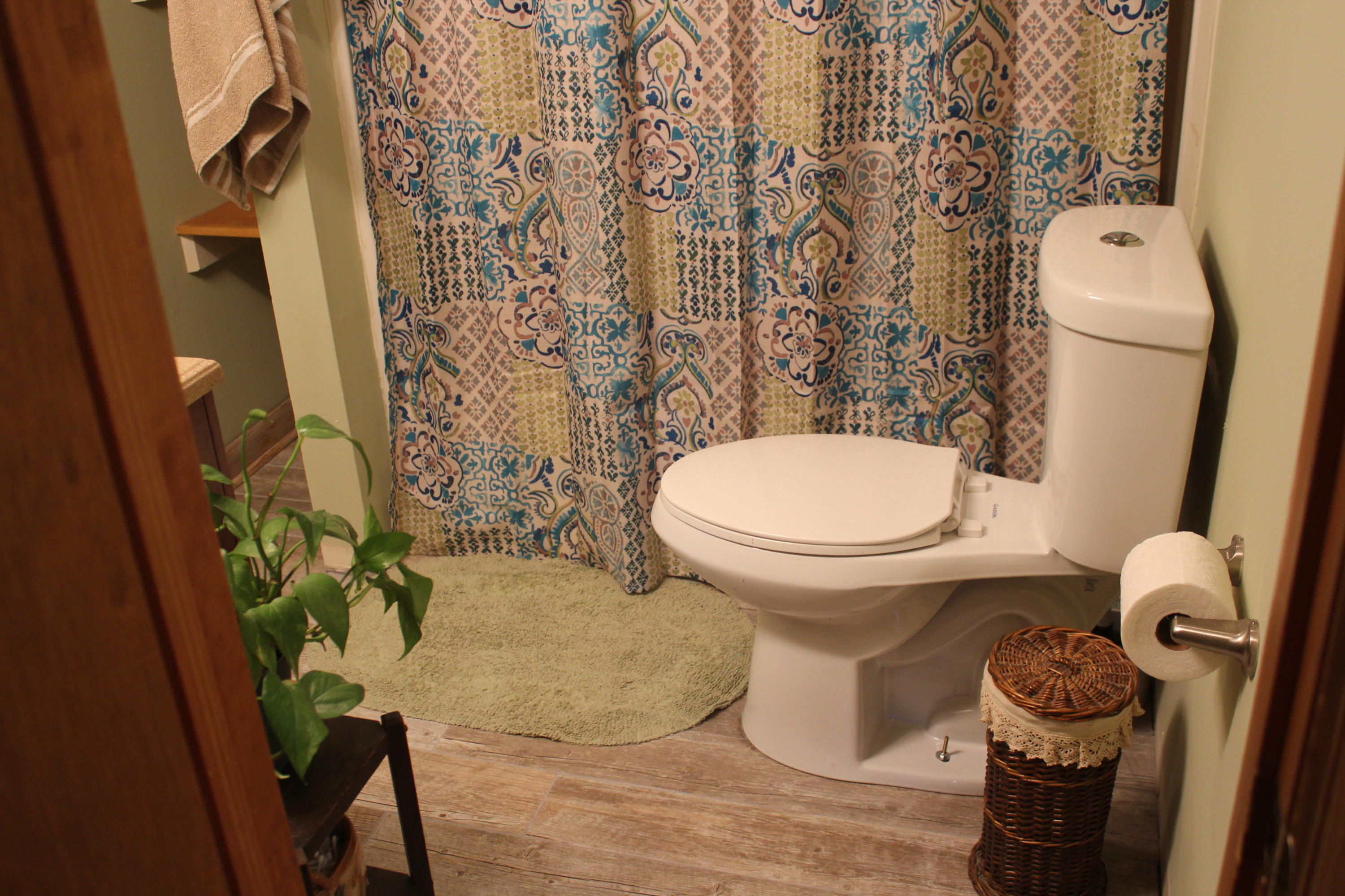 108 Slusher Store Road Northeast Floyd, VA 24091 - Photo 7 of 21 a bathroom with a toilet and a shower curtain