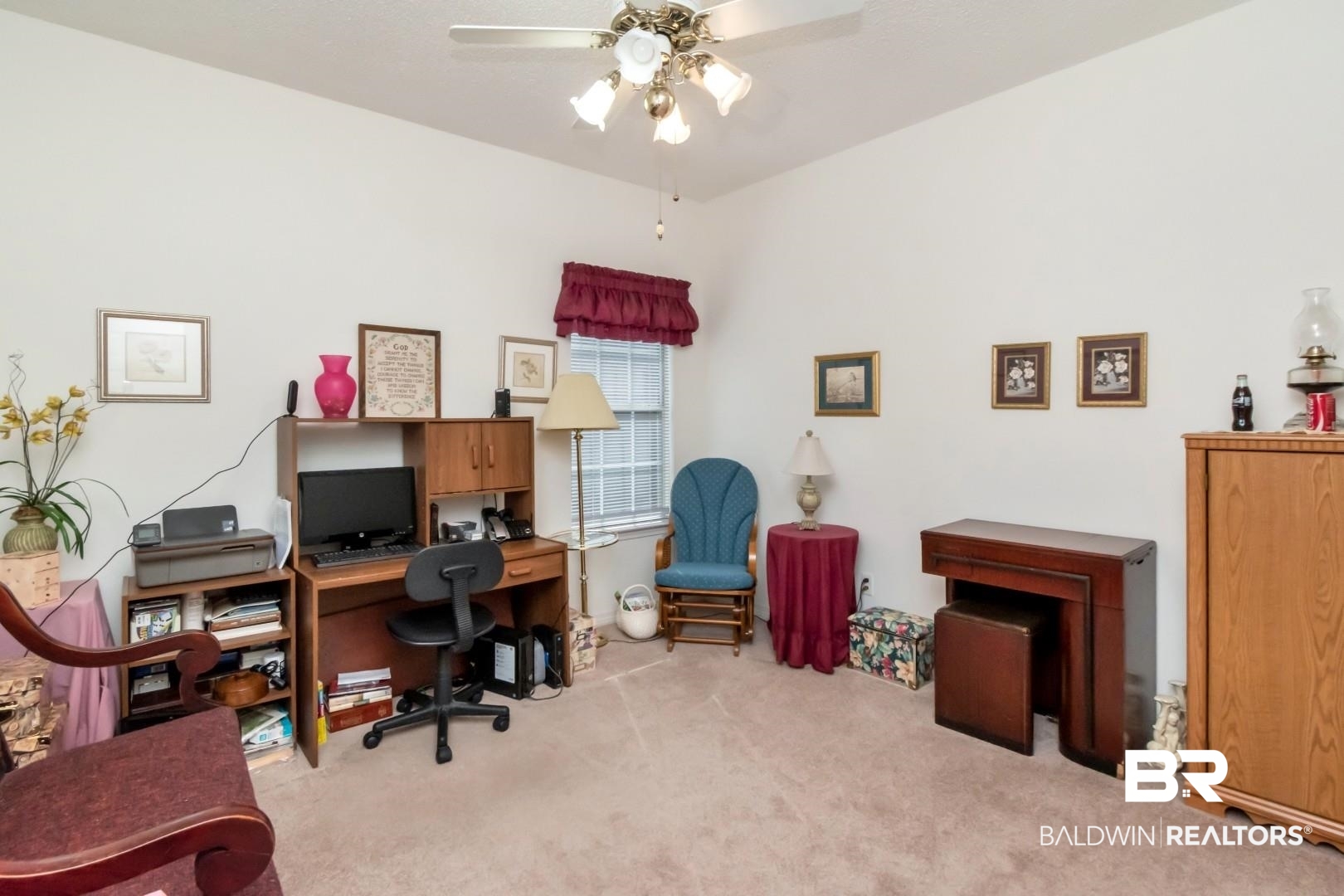 1032 Cross Gates Place Mobile, AL 36609 - Photo 23 of 34 Home office featuring carpet and a ceiling fan