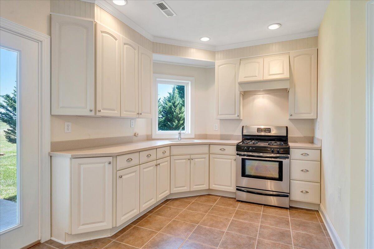 625 Frontier Way Fincastle, VA 24090 - Photo 58 of 105 a kitchen with stainless steel appliances granite countertop a stove a sink and a refrigerator