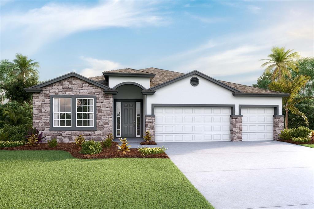 5758 Southwest 80th Place Ocala, FL 34476 - Photo 1 of 1 a front view of a house with a yard and garage