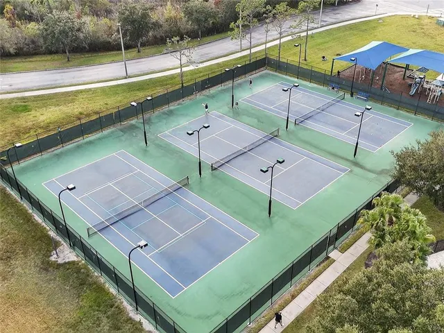 an aerial view of a house