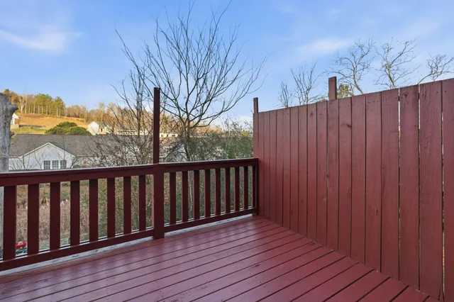 a view of wooden balcony