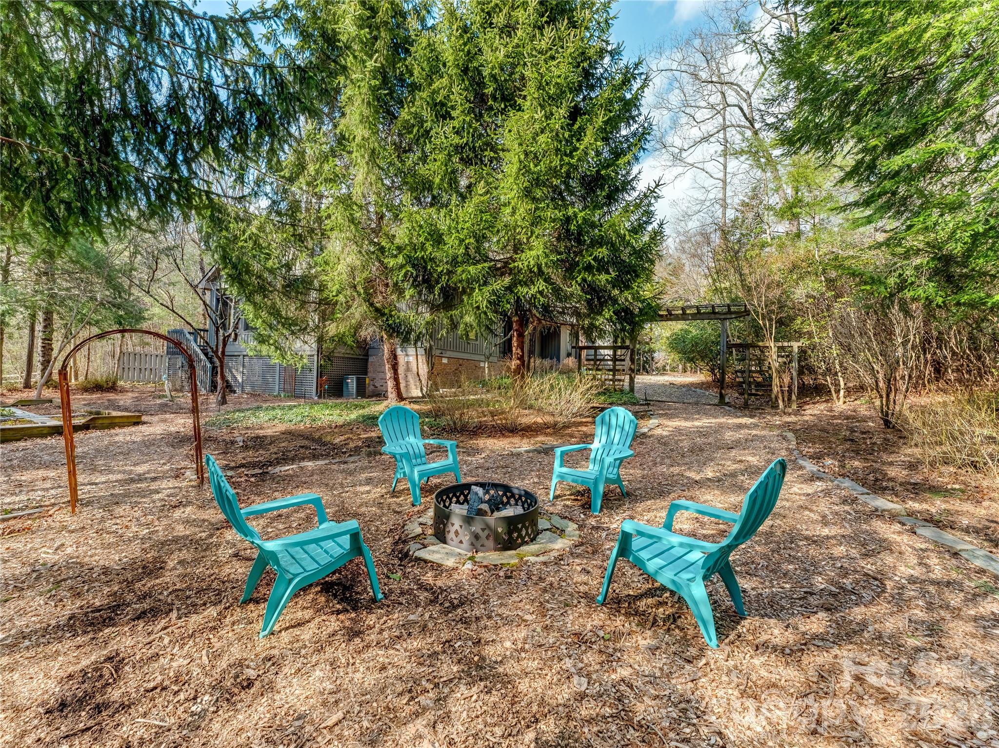 203 Heathcote Road Hendersonville, NC 28791 - Photo 38 of 47 a view of backyard with a table and chairs