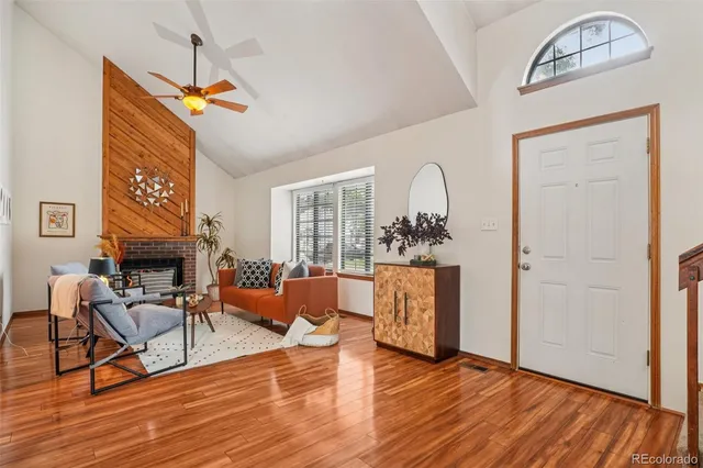 a view of livingroom with furniture and wooden floor