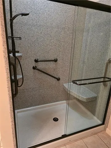 a bathroom with a shower