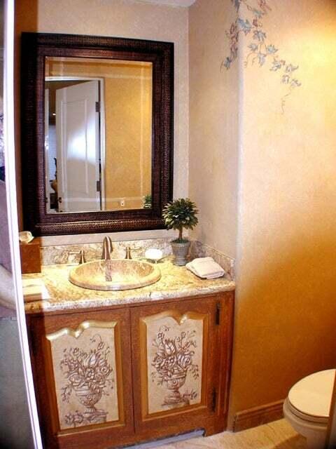 92 Seaview Drive Montecito, CA 93108 - Photo 14 of 27 a bathroom with a granite countertop sink and a mirror