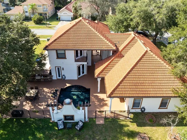 an aerial view of a house