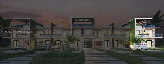 a view of a building and a street