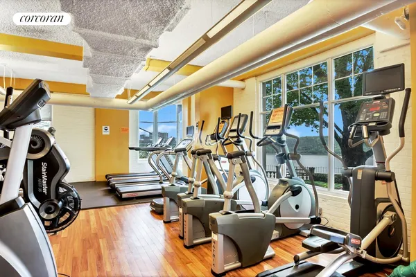 a view of a room with gym equipment