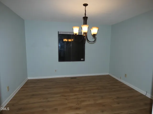 a view of a chandelier in a room