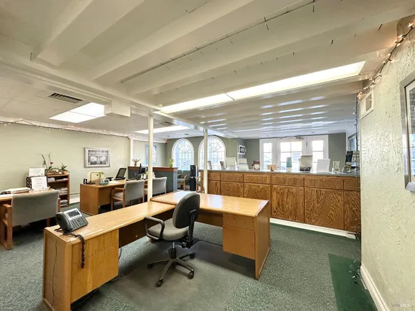 a living room with furniture