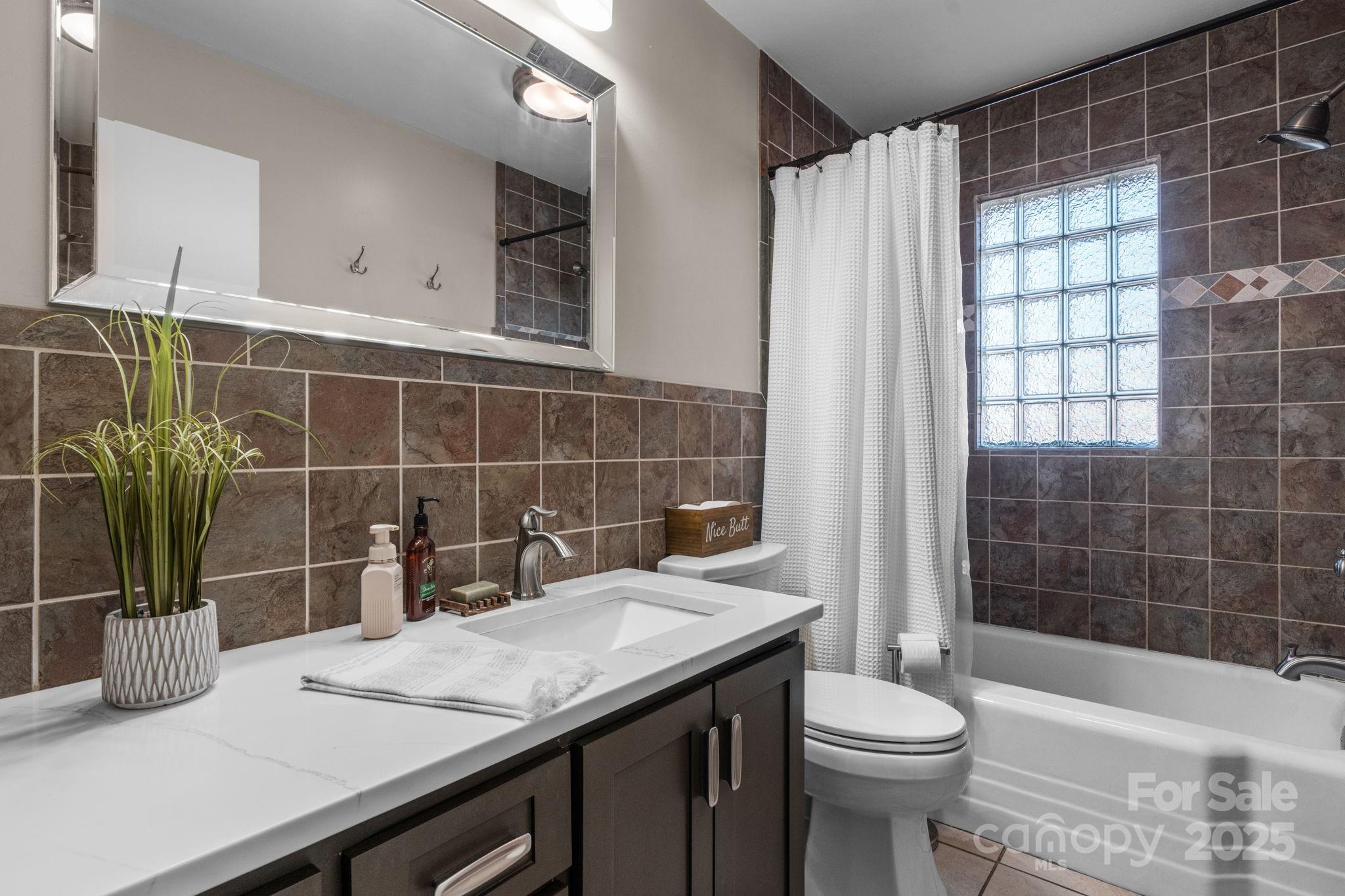 631 Powell Road Northeast Lenoir, NC 28645 - Photo 35 of 38 a bathroom with a sink a toilet a mirror and shower