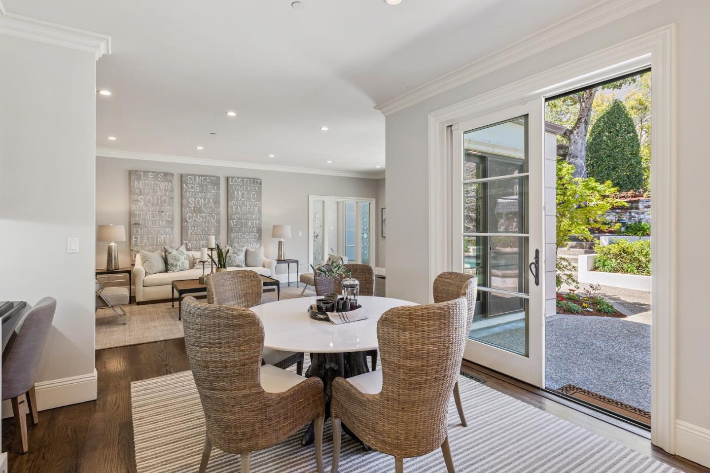 138 Stonepine Road Hillsborough, CA 94010 - Photo 21 of 119 a view of a dining room with furniture window and wooden floor