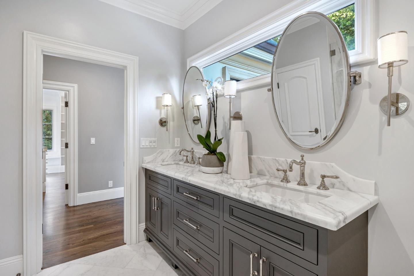 138 Stonepine Road Hillsborough, CA 94010 - Photo 54 of 119 a bathroom with a double vanity sink and a mirror