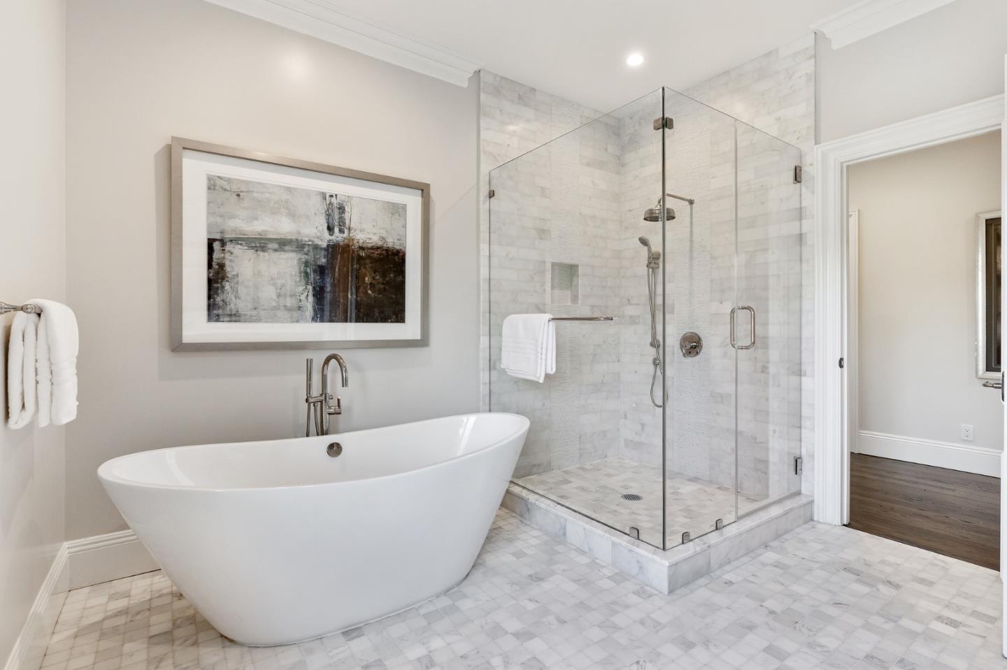 138 Stonepine Road Hillsborough, CA 94010 - Photo 63 of 119 a bathroom with a tub and shower