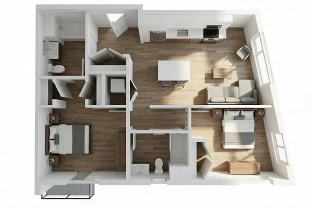 a picture of a living room with a rug