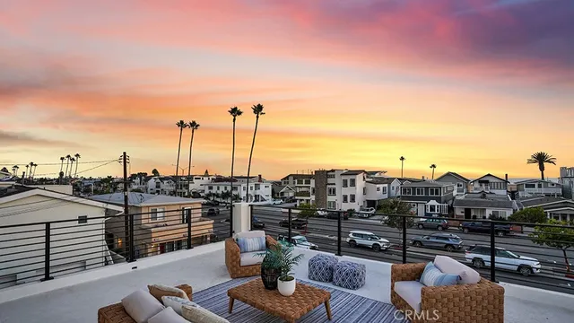a view of a terrace with seating area