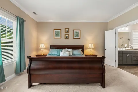 a view of a hallway with wooden shelves
