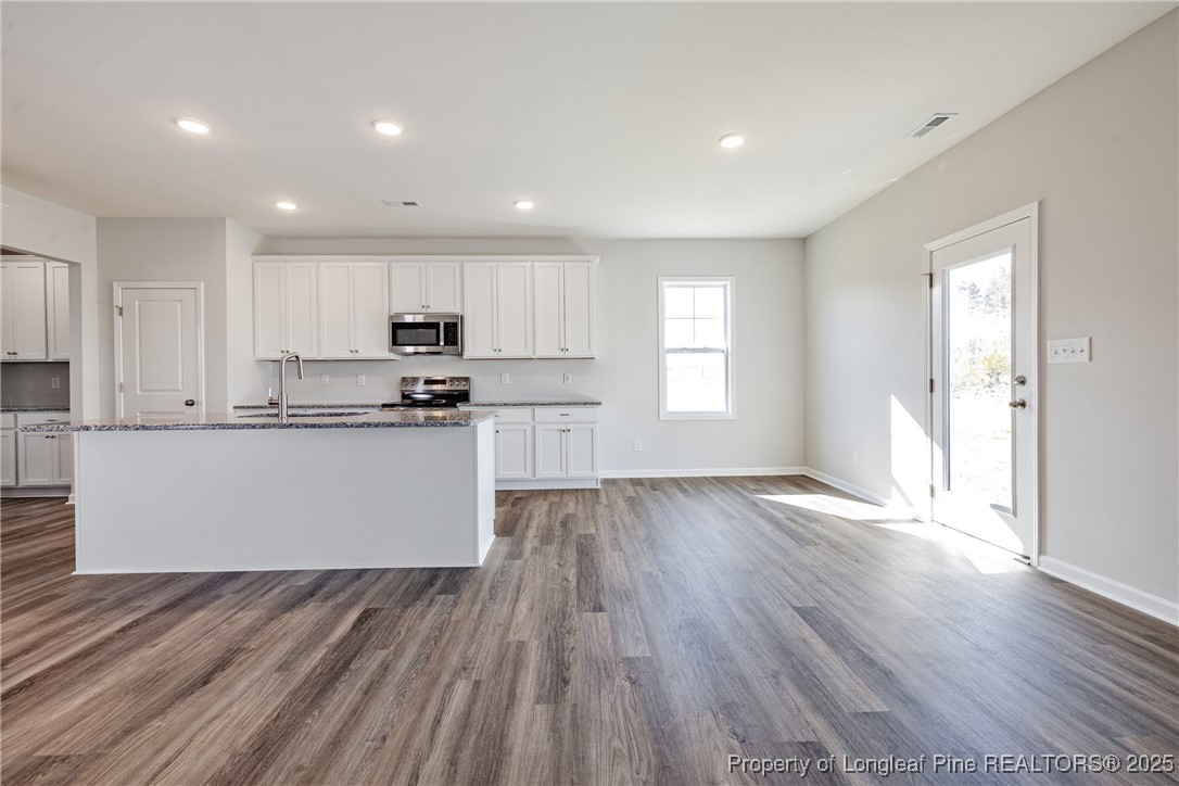 199 Palomo Place Raeford, NC 28376 - Photo 12 of 33 a view of kitchen with granite countertop stainless steel appliances refrigerator sink and cabinets